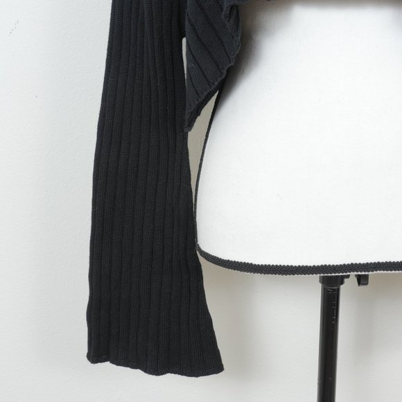 Seek The Label Black Ribbed Cropped Long Sleeve Size Small Sweater - Picture 3 of 11